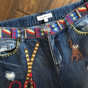 Max Martin colorful embroidered jeans sz 31 waist